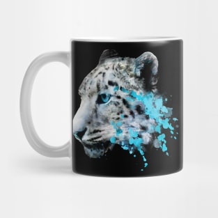 Dramabite Watercolor snow panther leopard artsy watercolour cougar painting Mug